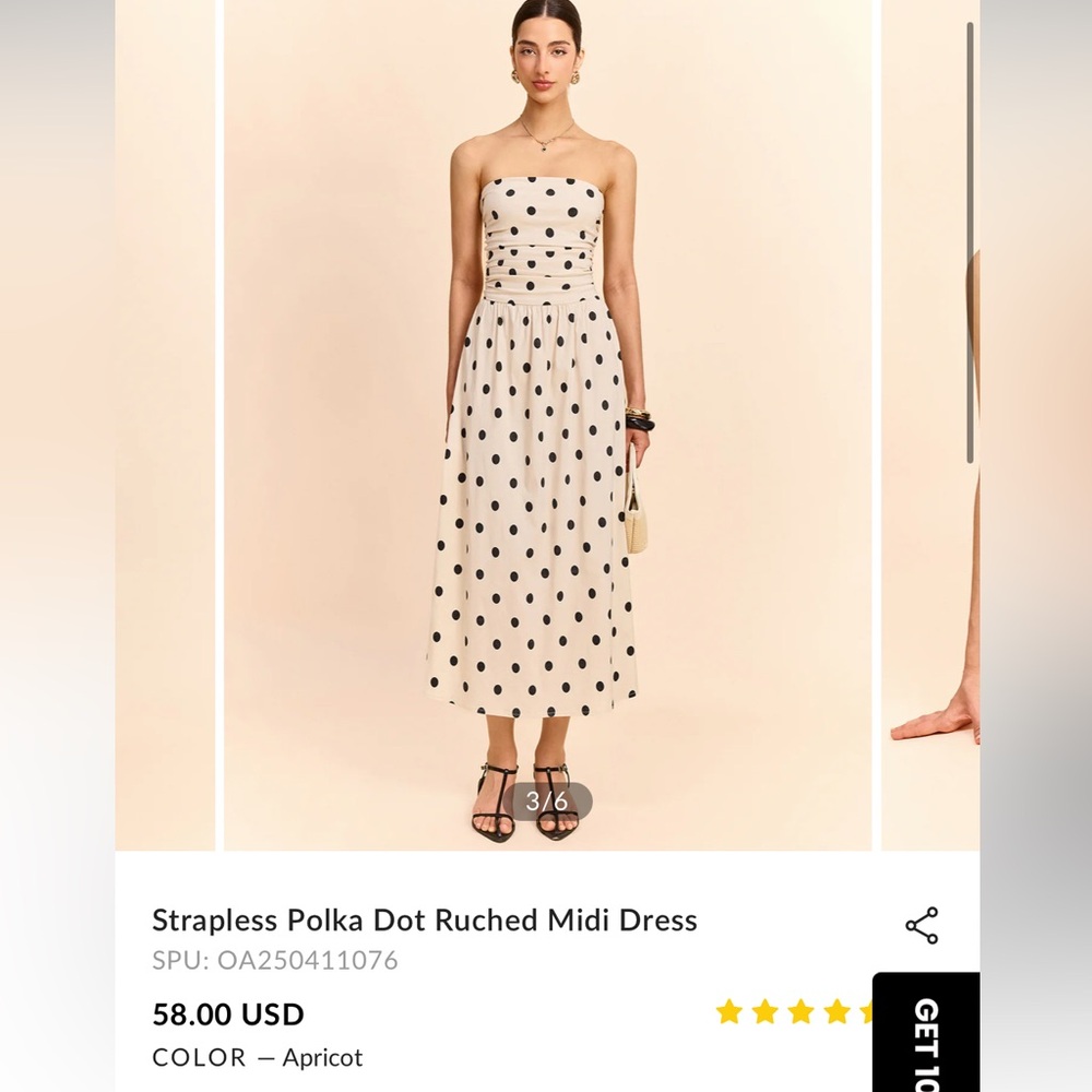 NWT STRAPLESS POLKA DOT DRESS